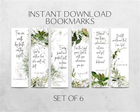 Printable Bible Verse Bookmark Set Digital Bookmark Bundle Scripture