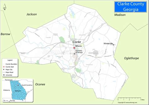 Map Of Clarke County Georgia Where Is Located Cities Population