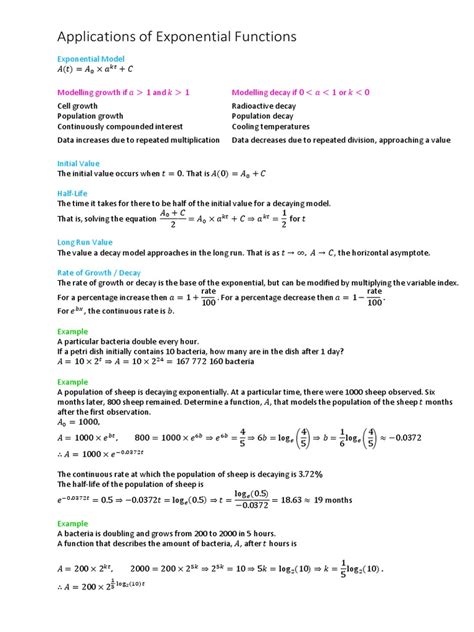 Applications of Exponential Functions PDF | PDF | Exponential Function ...