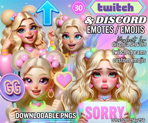 Blonde Twitch Emotes Chibi Girl Emojis Kawaii Anime Gamer Girl Streamer Emotes For