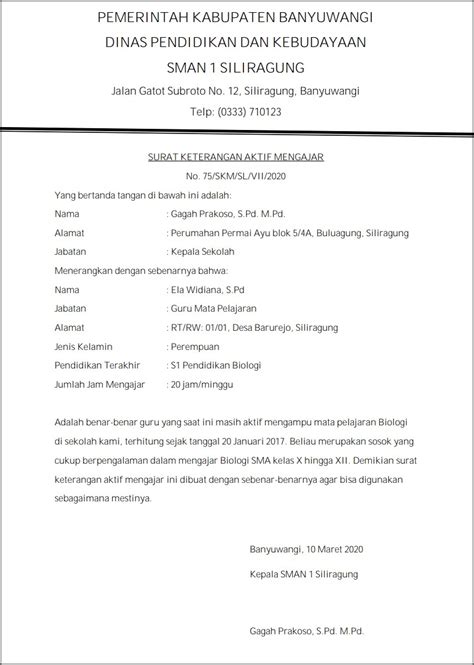 Contoh Surat Keterangan Pengajar Paud Surat Keterangan Desain