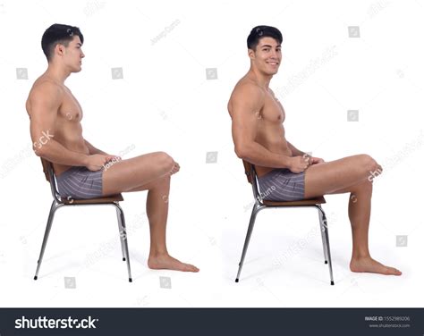 Naked Man Sitting Chair On White Stock Photo 1552989206 Shutterstock