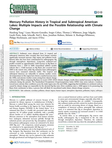 Pdf Mercury Pollution History In Tropical And Subtropical American