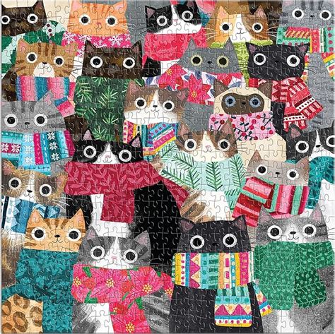 Galison 9780735373693 Wintry Cats Jigsaw Puzzle Multicoloured 500