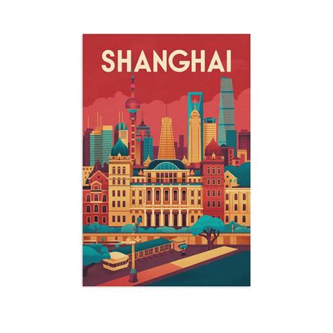 Retro Shanghai City Poster Vintage Chinese City Tourism Art for Walls