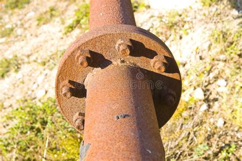 Old Rusty Pipeline With Flange And Bolts Stock Photo Image Of