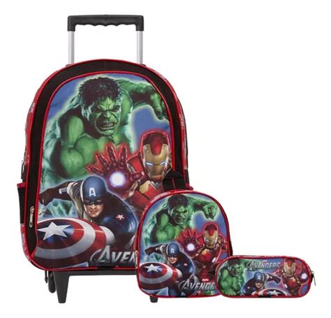 Kit Mochila Infantil Masculina Rodinha Vingadores Toys U