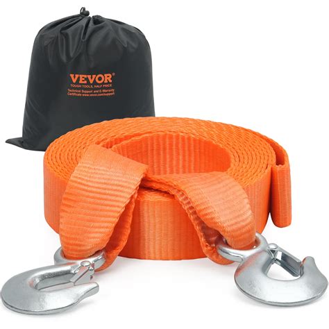 VEVOR ATV Car Tow Strap with Hooks 2"x20' 17000 lbs, Tow Straps with