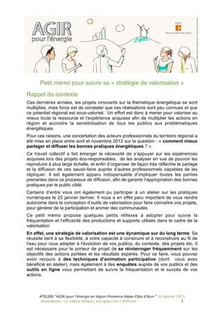 Memo pour suivre sa stratégie de valorisation PDF