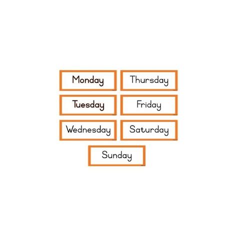 Flash Cards Days Of The Week Monday Sunday Satoytrade