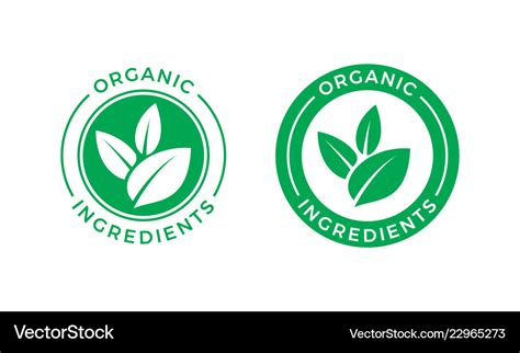 Organic ingredients green leaf label icon Vector Image