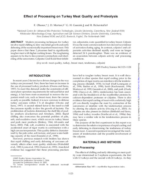 (PDF) Effect of processing on turkey meat quality and proteolysis