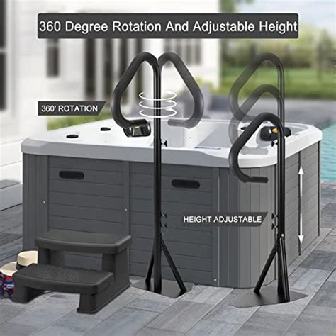 Spa Hot Tub Hand Rail Adjustable Height Slide Under Base Spa Steps Hot Tub Hand Rail