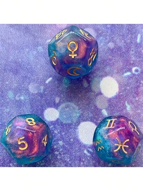 3 Sets de Dados Astrológicos Signos Planetas Números Dados de 12 Lados