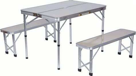 Trademark Innovations Portable Aluminum Folding Picnic Table With 2