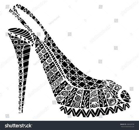 Hand Drawn Outline Ornamental High Heel Stock Vector Royalty Free