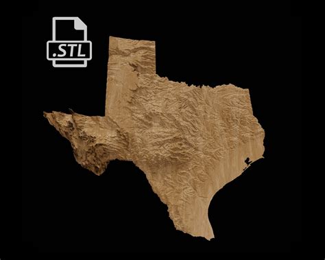 Texas State Topographic Map 3D Model Stl for CNC Carving and 3D ...