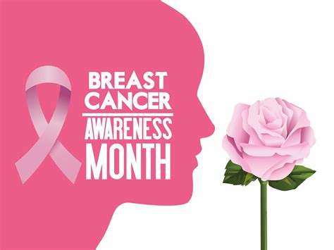 Breast Cancer Awareness Month Campaign Poster With Ribbon Pink And