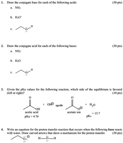 SOLVED Draw The Conjugate Base For Cach Of The Following Acids NH