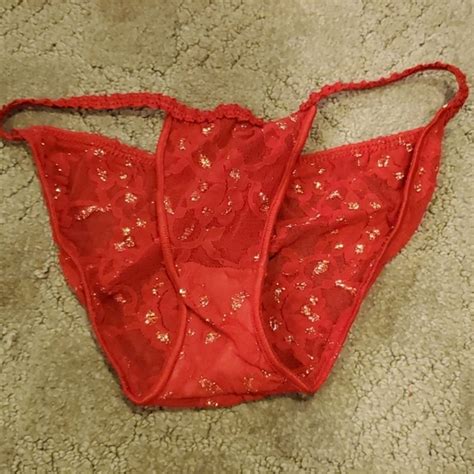 No Brand Intimates Sleepwear Red And Gold Lace Tank Crop And String Bikini Poshmark