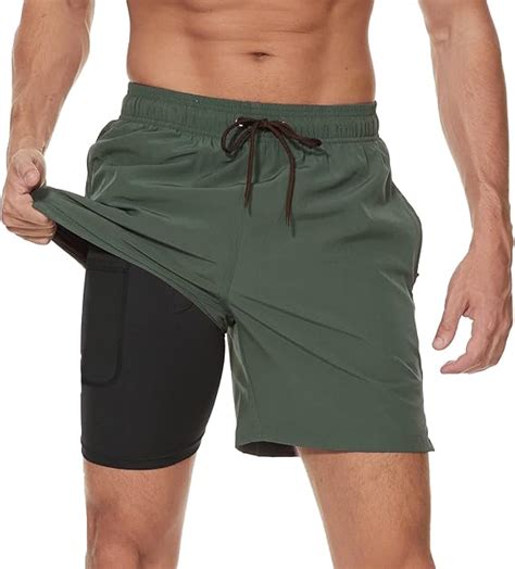 Arcweg Mens Swim Trunks With Compression Liner 2 In 1 Quick Dry Mens