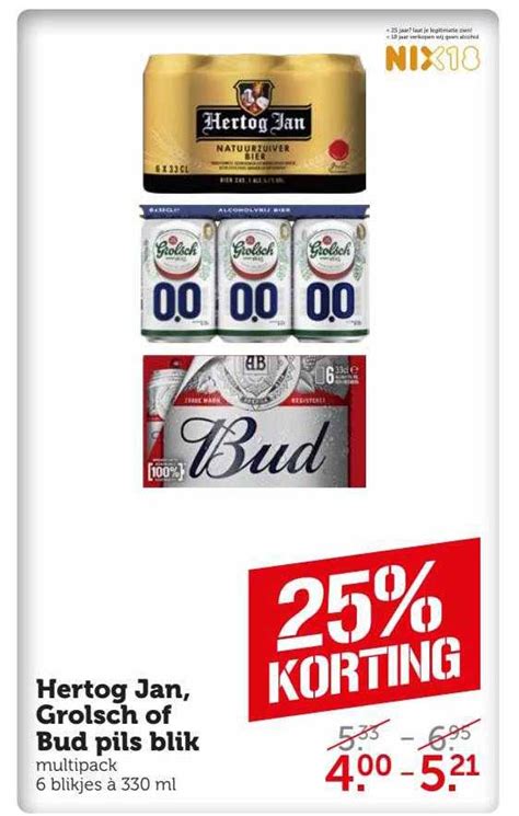 Hertog Jan Grolsch Of Bud Pils Blik Aanbieding Bij Coop Compact