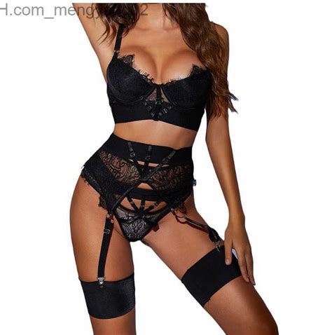 Set Sexy Set Di Lingerie Sexy Con Giarrettiera Da Notte Reggiseno Di Pizzo Abiti Perizoma Set