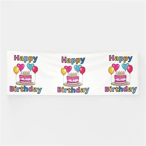 Happy Birthday 4x12 Vinyl Banner | Zazzle | Vinyl banners, Happy ...