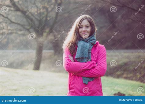Brunette Woman Posing Outdoor Stock Image Image Of Cold Winter