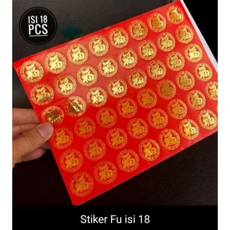 Jual Sticker Fu Beludru Imlek Tempelan Pintu Tulisan Fuk Rezeki