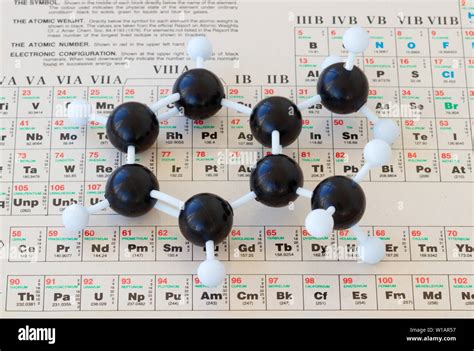 Periodic Table Of Elements With Plastic Ball And Stick Model Of A 12