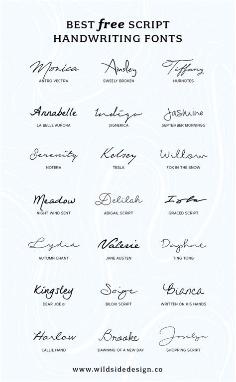 Best Free Script Handwriting Fonts - Wild Side Design Co. | Tattoo ...