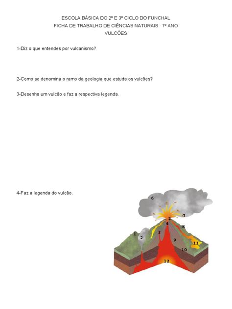 Características E Tipos De Vulcões Uma Ficha De Trabalho Sobre Vulcanismo Pdf