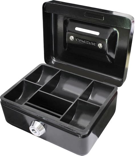 Hyfive Steel Security Petty Cash Box With Keys Tray In Black 6