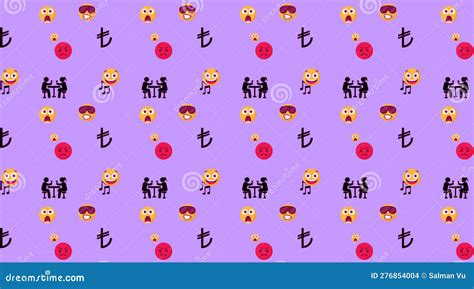 Emojis Pattern With Background Big Emoji Set Of Emoticon Icons Vector