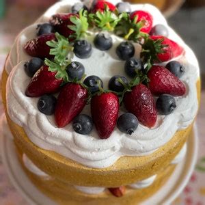 Faux Naked Cake With Blueberries And Strawberries Etsy