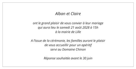 Texte faire part mariage Faire part Elégant