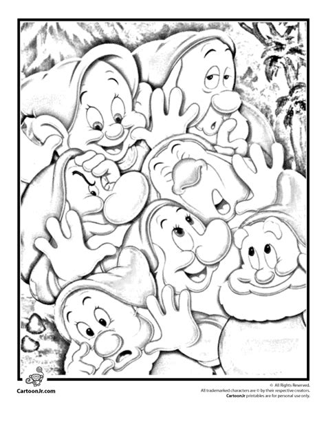 Seven Dwarfs Coloring Page Woo Jr Kids Activities Snow White