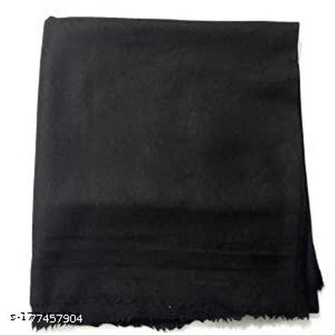 Men S Woolen Plain BLACK Lohi Shawl PURE BLACK COLOR