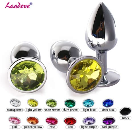 Russian Warehouse Medium Size Mm Metal Butt Pluy Sex Toys For Women Stainless Steel Crystal