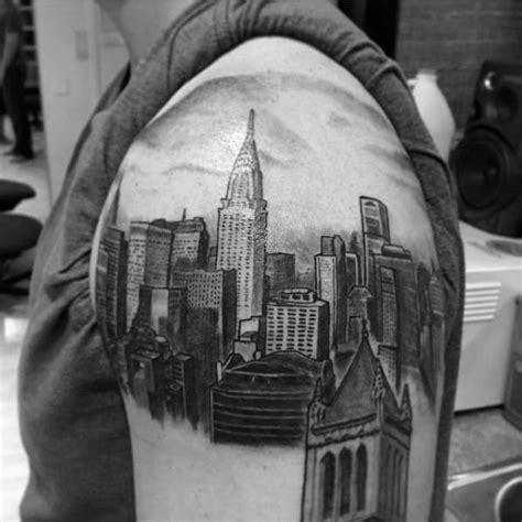 New York Skyline Tattoo Designs For Men Big Apple Ink Ideas