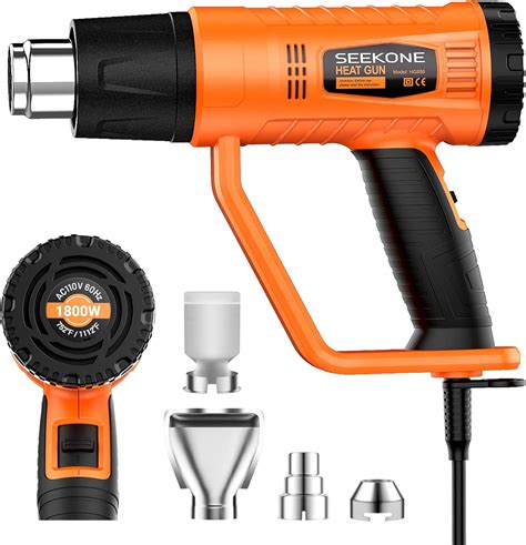 Seekone Heat Gun W Heavy Duty Fast Heat Hot Air Gun Kit With