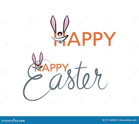 Happy Easter Logo with Rabbit Face Stock Vector - Illustration of frohe, ostern: 271140335