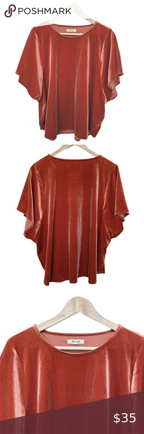 Madewell Velvet Butterfly Sleeve Top Burnt Orange Xxl Velvet Tops Plus