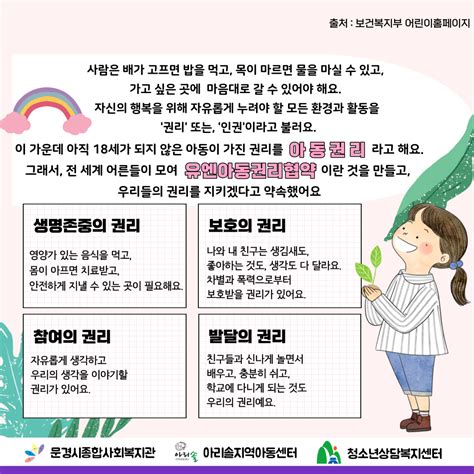 인권으로 로그인 유엔아동권리협약 아동의 4대 권리입니다 문경시종합사회복지관