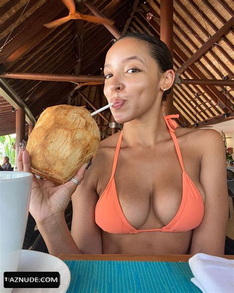 Tinashe Flaunts Her Tits In An Orange Bikini Top Showing Sexy Tits Aznude