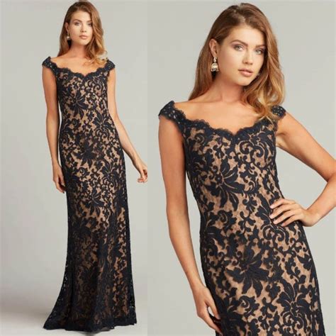 Nwt Tadashi Shoji Conder Embroidered Tulle Gown Dress K L Navy Nude Floral Lace Maxi