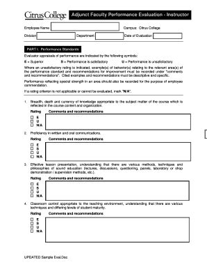 Fillable Online Citruscollege UPDATED Sample Eval Doc Fax Email Print