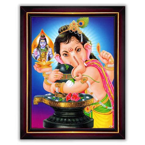 Pavan Photo Laminations Lord Ganesha Hugging Shivling Ganesh Hanging