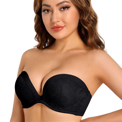 New Women Strapless Bras Sexy Lingerie Lace Bra Female Push Up Padded Invisible Add Cups Multi